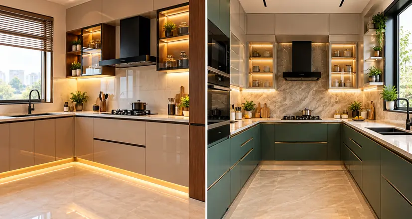 Space Saving L Shaped and U Shaped Kitchen Designs in Delhi NCR
