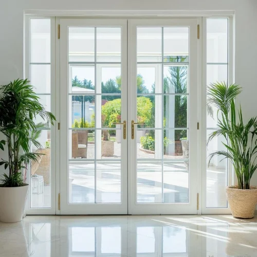 White sliding uPVC window installed in a Delhi home by Baldia Interiors
